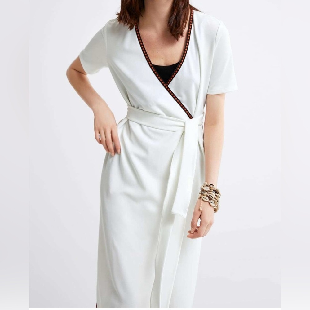 Zara White Wrap Dress size small